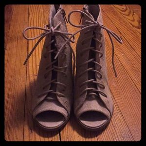 Soda open toe high heeled boots size 5.5